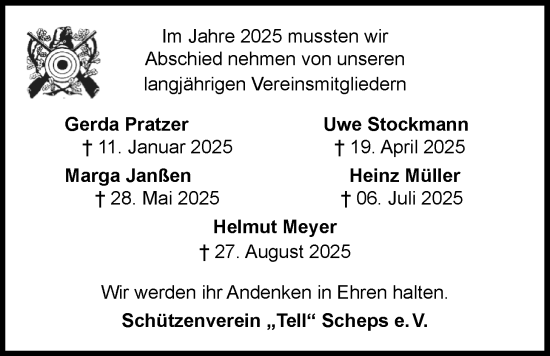 Traueranzeige von Gerda Pratzer von Nordwest-Zeitung