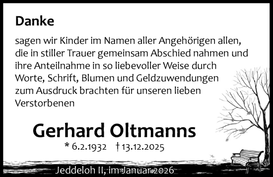 Traueranzeige von Gerhard Oltmanns von Nordwest-Zeitung