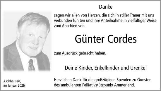 Traueranzeige von Günter Cordes von Nordwest-Zeitung