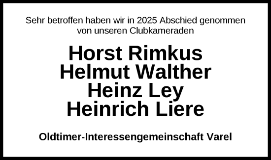 Traueranzeige von Helmut Walther von Nordwest-Zeitung