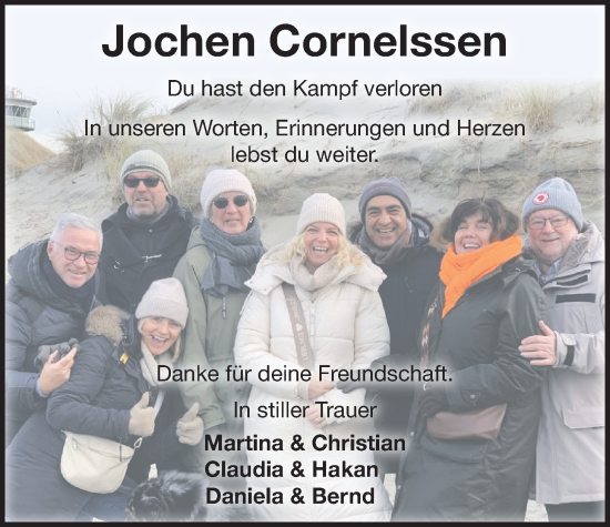 Traueranzeige von Jochen Cornelssen von WZ/JW/AH