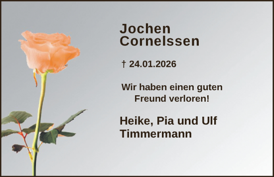 Traueranzeige von Jochen Cornelssen von WZ/JW/AH