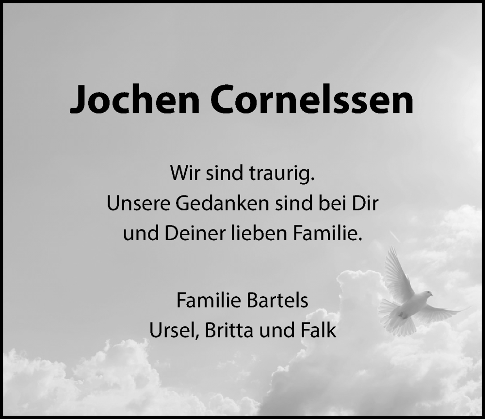  Traueranzeige für Jochen Cornelssen vom 31.01.2026 aus WZ/JW/AH