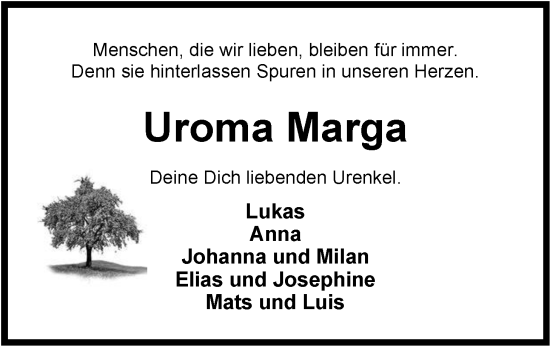Traueranzeige von Marga Moysich von Nordwest-Zeitung