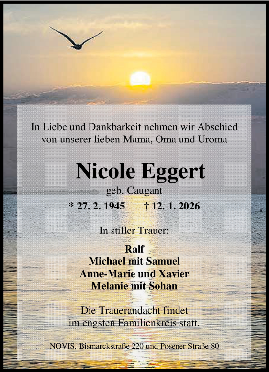 Traueranzeige von Nicole Eggert von WZ/JW/AH