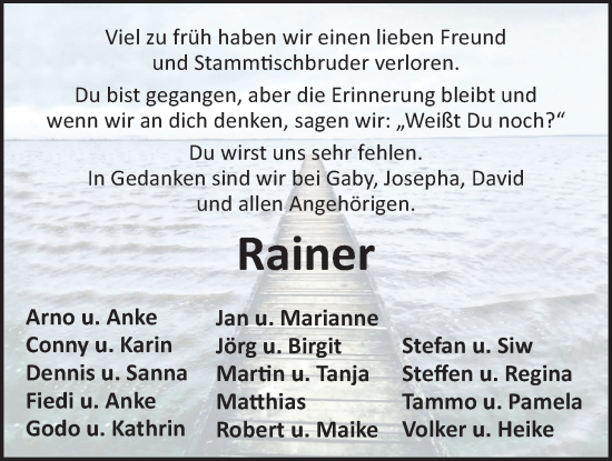 Traueranzeige von Rainer  von Nordwest-Zeitung