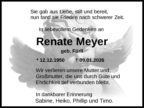 Traueranzeige von Renate Meyer von Nordwest-Zeitung