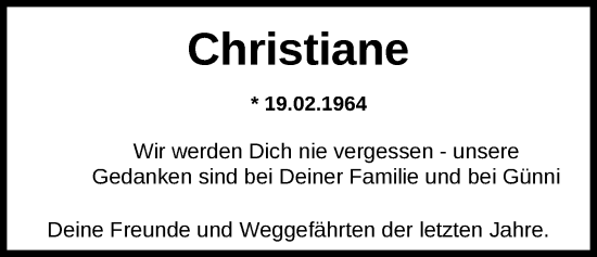 Traueranzeige von Christiane Heise von Nordwest-Zeitung