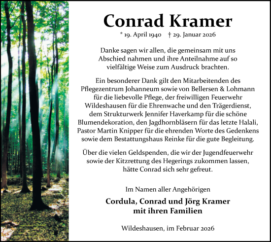Traueranzeige von Conrad Kramer von Nordwest-Zeitung
