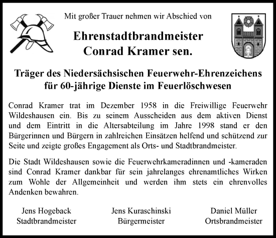 Traueranzeige von Conrad Kramer von Nordwest-Zeitung