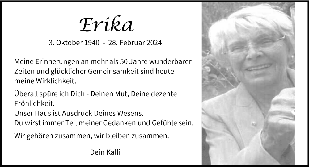  Traueranzeige für Erika Petrauschke vom 28.02.2026 aus Nordwest-Zeitung