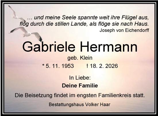 Traueranzeige von Gabriele Hermann von WZ/JW/AH