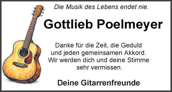 Traueranzeige von Gottlieb Poelmeyer von Emder Zeitung