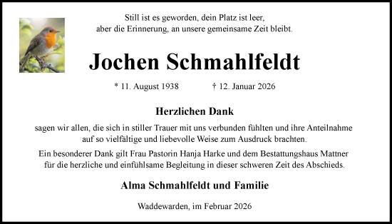 Traueranzeige von Jochen Schmahlfeldt von WZ/JW/AH