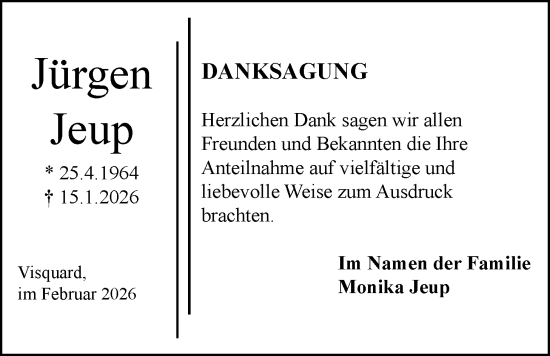 Traueranzeige von Jürgen Jeup von Emder Zeitung