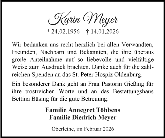Traueranzeige von Karin Meyer von Nordwest-Zeitung