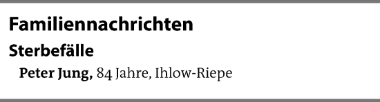 Traueranzeige von Peter Jung von Emder Zeitung