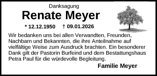 Traueranzeige von Renate Meyer von Nordwest-Zeitung