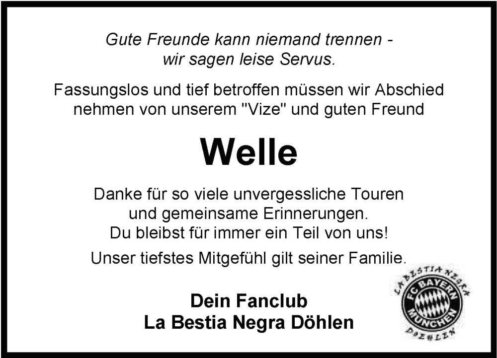  Traueranzeige für Welle  vom 06.02.2026 aus Nordwest-Zeitung