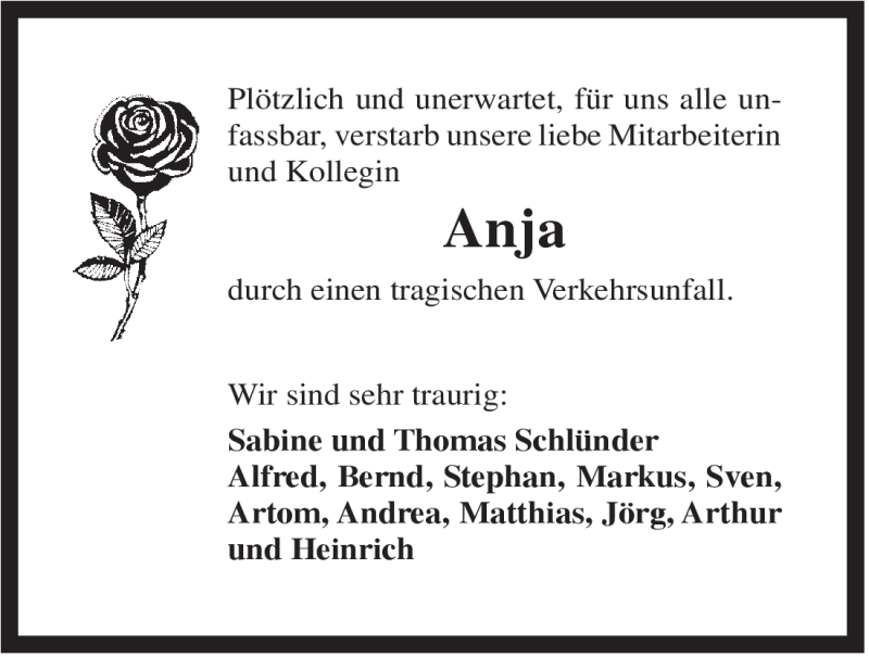  Traueranzeige für Anja Dinter vom 02.04.2012 aus Rhein-Zeitung