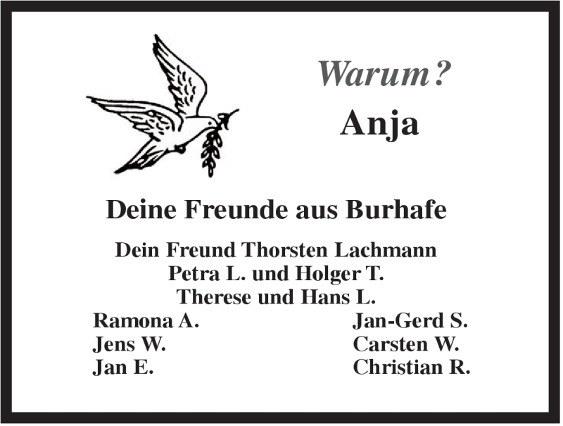  Traueranzeige für Anja Dinter vom 02.04.2012 aus Rhein-Zeitung