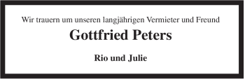 Traueranzeige von Gottfried Peters von Rhein-Zeitung