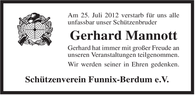  Traueranzeige für Gerhard Mannott vom 07.08.2012 aus Rhein-Zeitung