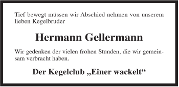 Traueranzeige von Hermann Gellermann von Rhein-Zeitung