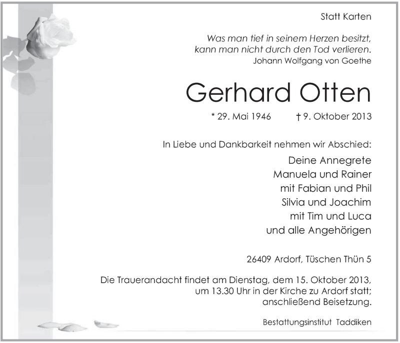  Traueranzeige für Gerhard Otten vom 11.10.2013 aus Rhein-Zeitung