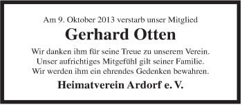 Traueranzeige von Gerhard Otten von Rhein-Zeitung