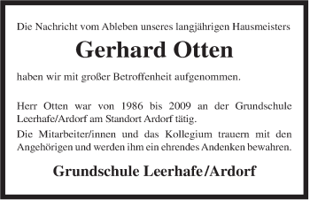 Traueranzeige von Gerhard Otten von Rhein-Zeitung
