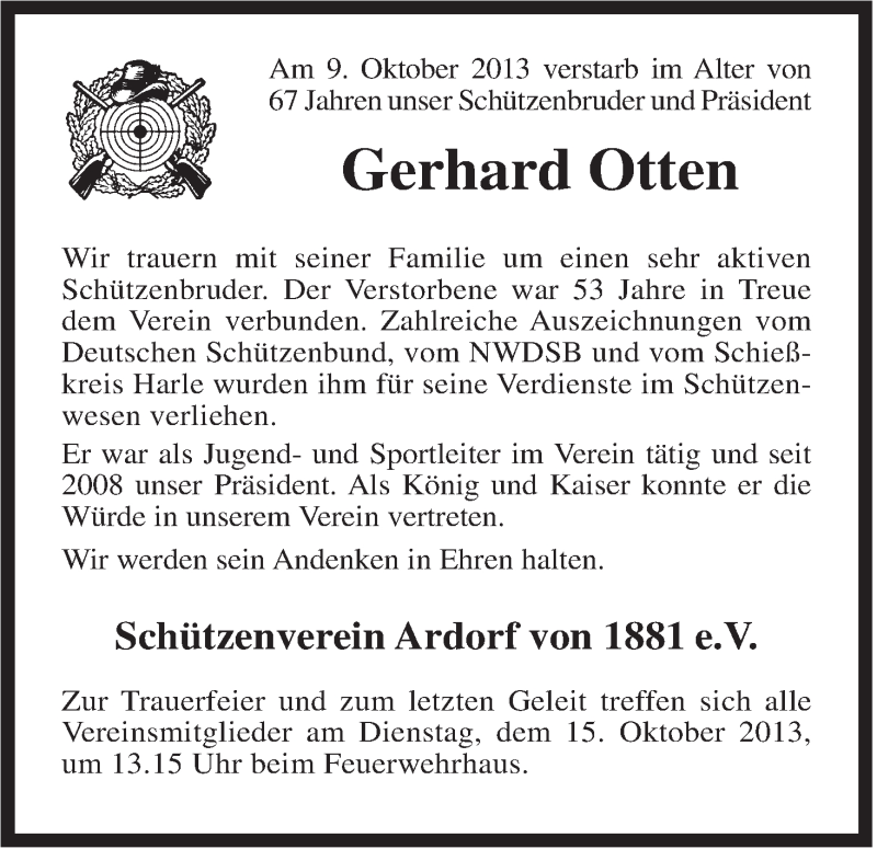  Traueranzeige für Gerhard Otten vom 12.10.2013 aus Rhein-Zeitung