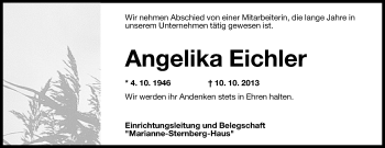 Traueranzeige von Angelika Eichler von Wilhelmshavener Zeitung