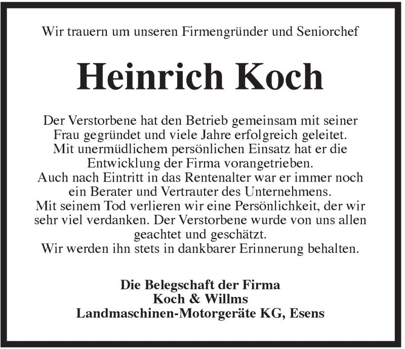  Traueranzeige für Heinrich Koch vom 13.12.2013 aus Rhein-Zeitung