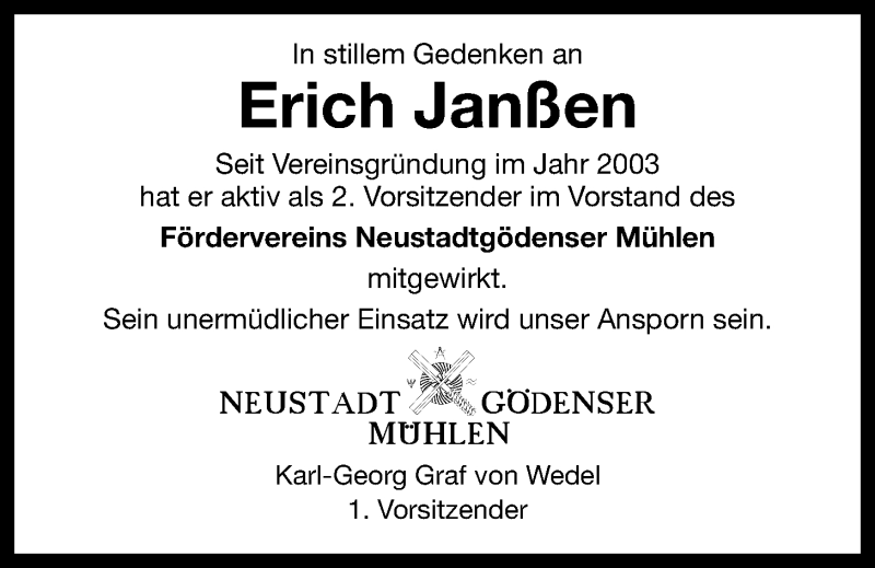  Traueranzeige für Erich Janßen vom 24.09.2013 aus Wilhelmshavener Zeitung