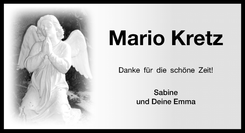  Traueranzeige für Mario Kretz vom 29.11.2014 aus Wilhelmshavener Zeitung