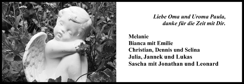  Traueranzeige für Paula Libor vom 19.02.2014 aus Wilhelmshavener Zeitung