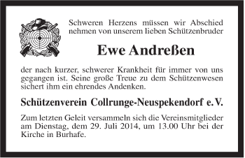 Traueranzeige von Ewe Andreßen von Rhein-Zeitung