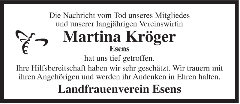  Traueranzeige für Martina Kröger vom 30.07.2014 aus Rhein-Zeitung