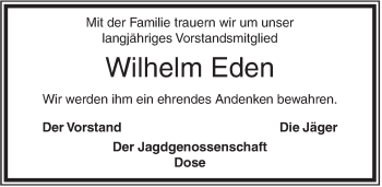 Traueranzeige von Wilhelm Eden von Rhein-Zeitung