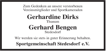 Traueranzeige von Gerhardine Dirks von Rhein-Zeitung