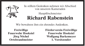 Traueranzeige von Richard Rabenstein von Rhein-Zeitung