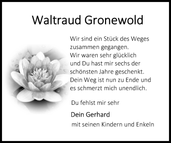Traueranzeige von Waltraud Gronewold von Wilhelmshavener Zeitung