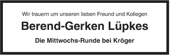 Traueranzeige von Berend-Gerken Lüpkes von Rhein-Zeitung