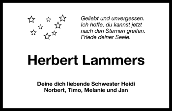 Traueranzeige von Herbert Lammers von Wilhelmshavener Zeitung