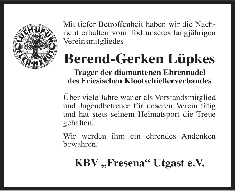  Traueranzeige für Berend-Gerken Lüpkes vom 03.02.2015 aus Rhein-Zeitung