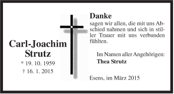 Traueranzeige von Carl-Joachim Strutz von Rhein-Zeitung