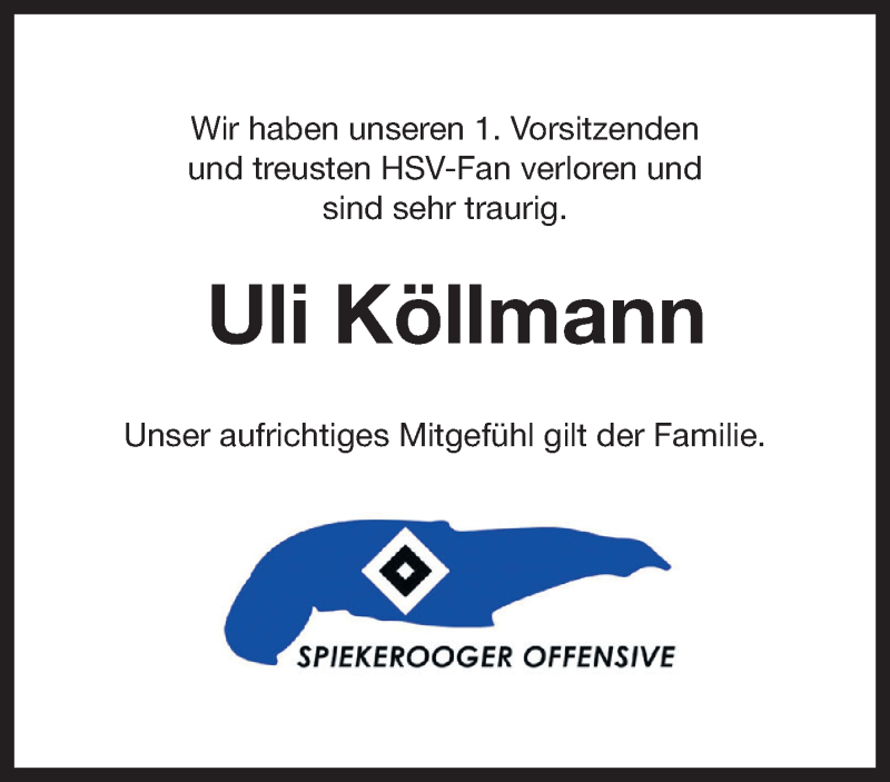  Traueranzeige für Uli Köllmann vom 31.12.2016 aus Rhein-Zeitung