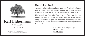 Traueranzeige von Karl Liebermann von Rhein-Zeitung