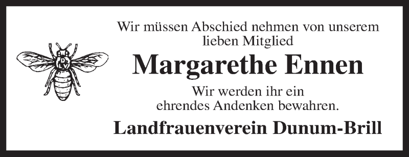  Traueranzeige für Margarethe Ennen vom 30.06.2016 aus Rhein-Zeitung